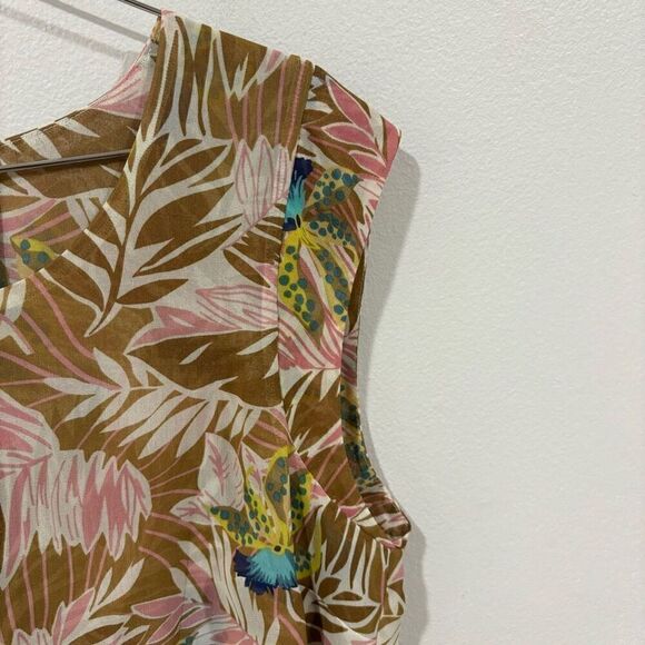 CAbi Parlor Top Tropical Orchid Pink/Blue/Tan Size Small - Picture 5 of 8